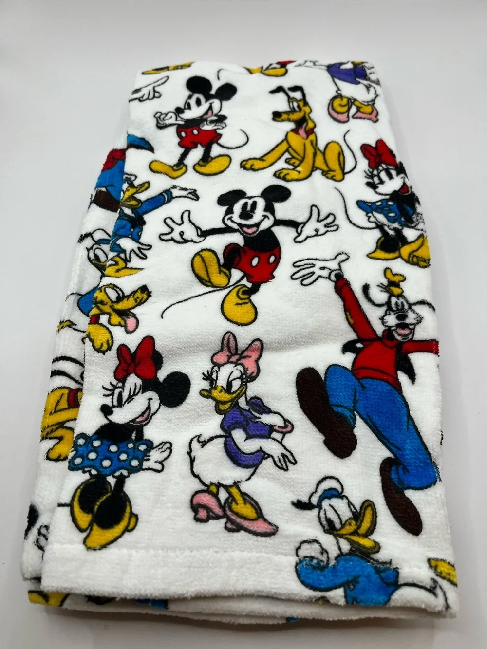 Disney Character Mickey Print Set of 2 Kitchen Towels White Red, Yellow, Blue
